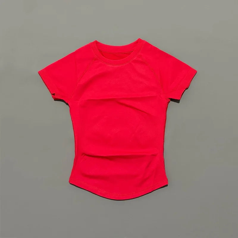 Women’s Seamless Sports Top – Short Sleeve Slim Fit Yoga & Gym Running Fitness Activewear T-Shirt Athletic Workout Tee