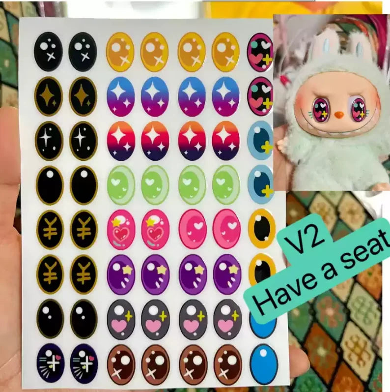 17cm Labubu V1/V2 Custom Eye Stickers Eyelash Vinyl Doll Makeup DIY Tools Accessories