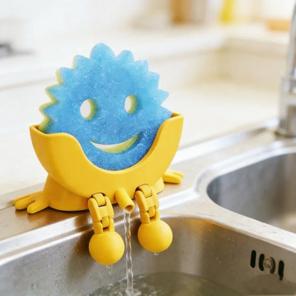 Cute Kitchen Sponge Holder with Drainage Holes & Legs – Fun Sink Edge Dish Sponge Stand for Countertop Organization 🧽✨