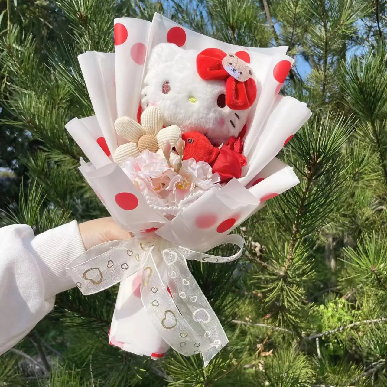 Sanrio Plush Bouquet — My Melody, Kuromi, Cinnamoroll & Hello Kitty Handmade Gift