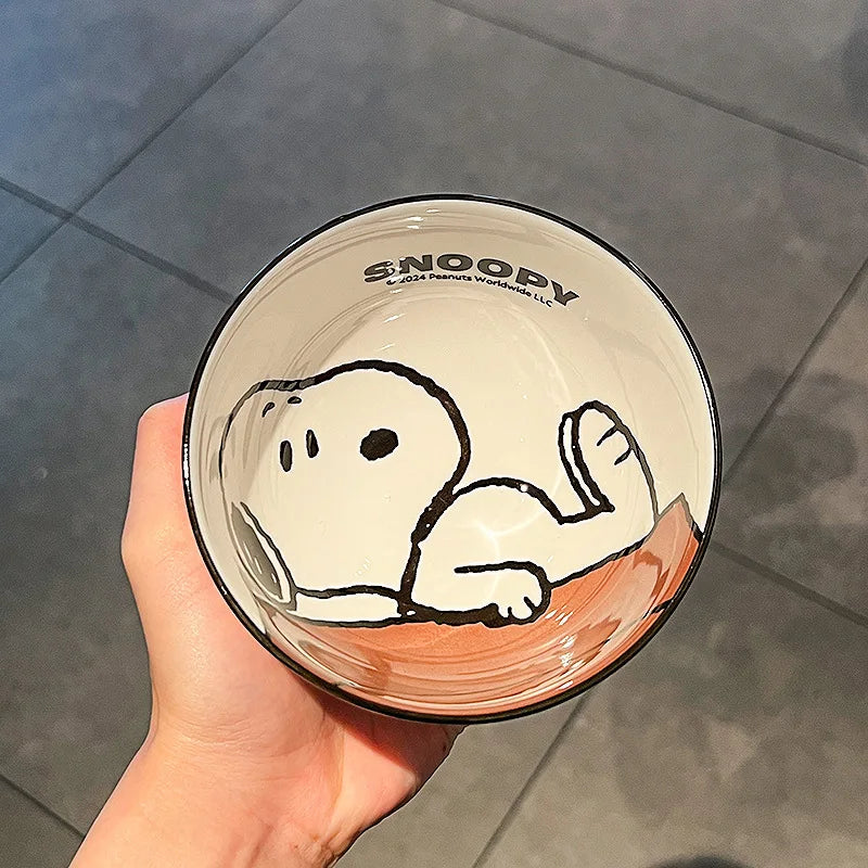 Cute Snoopy Ceramic Bowl Set — Kawaii Anime Tableware, High-Value Household Gift Set
