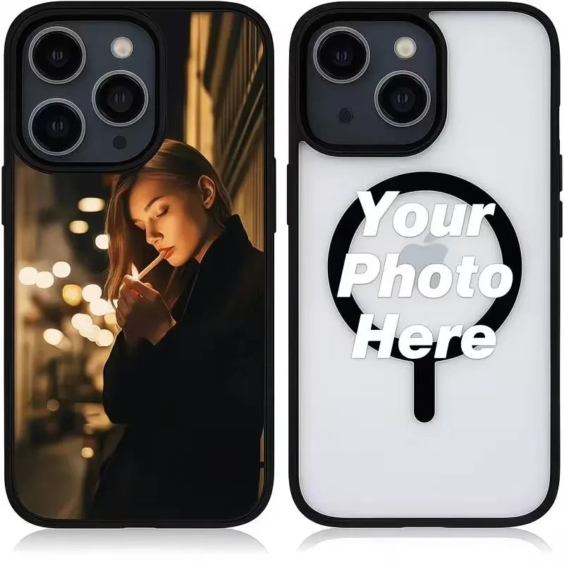 Custom DIY MagSafe iPhone Case - Clear Shockproof PC Cover for iPhone 11–17 Series