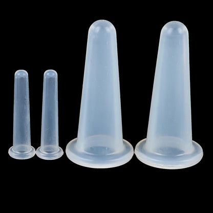 4pcs Silicone Vacuum Cupping Set – Face & Neck Massage Suction Cups for Anti-Cellulite Therapy