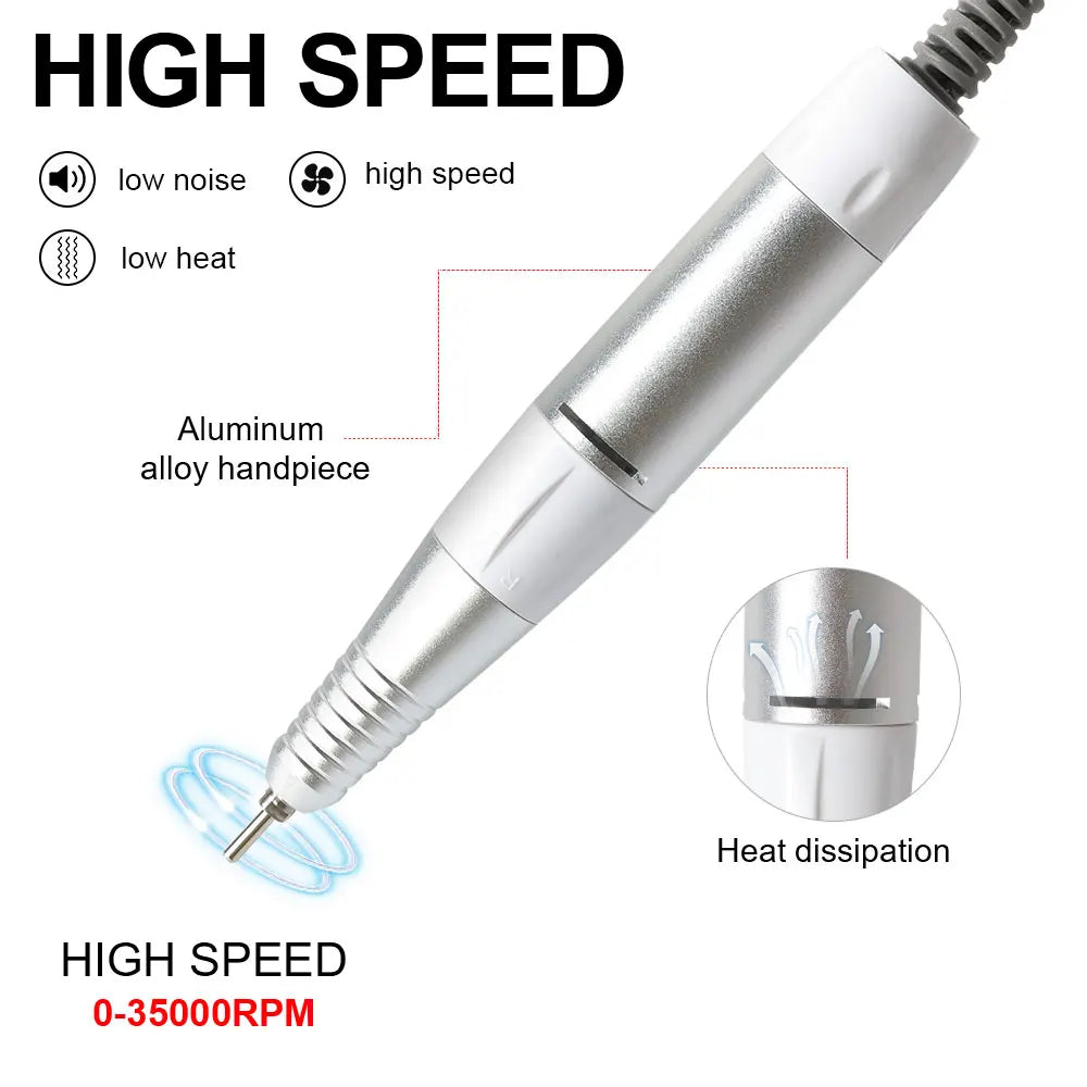 5-Pin Electric Nail Drill Pen Handpiece - Manicure & Pedicure File, Polish and Grinding Machine Accessory