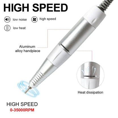 5-Pin Electric Nail Drill Pen Handpiece - Manicure & Pedicure File, Polish and Grinding Machine Accessory