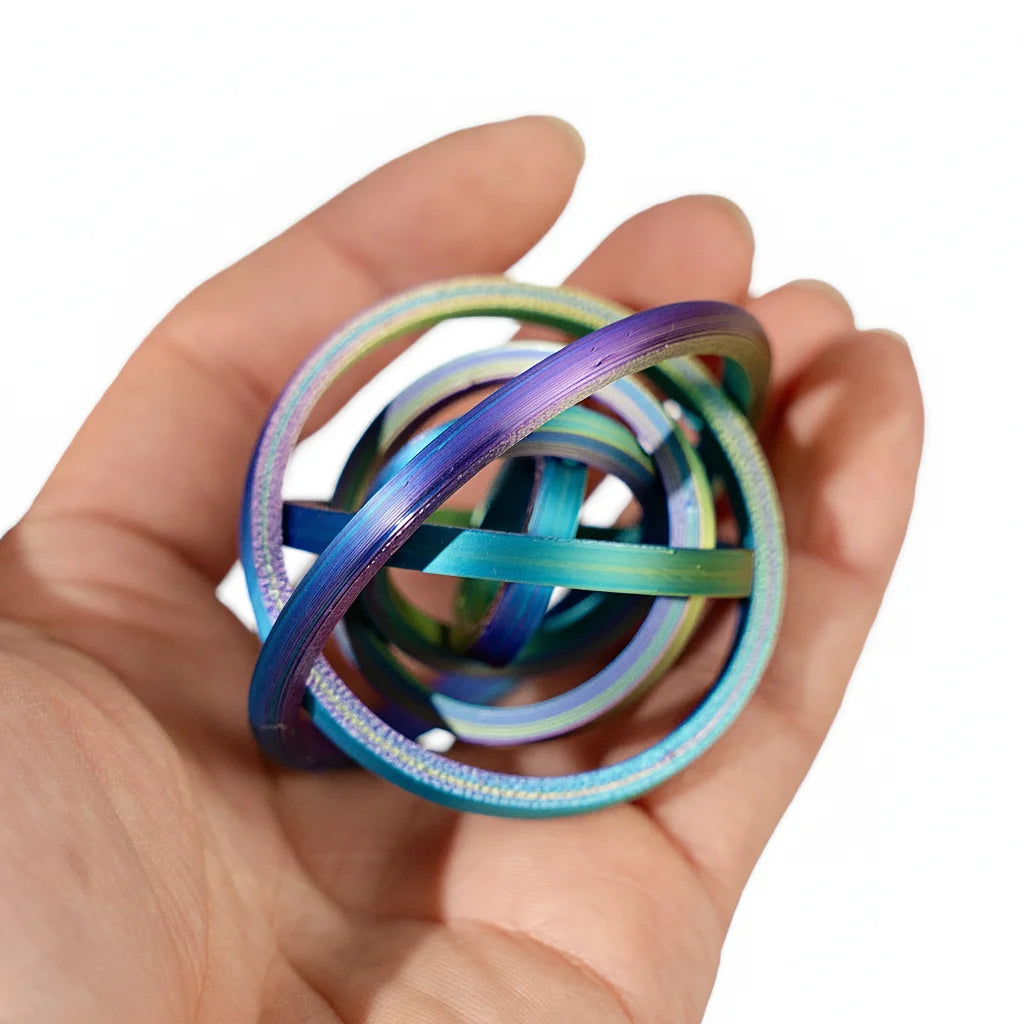 3D Printed Hex Ring - Colorful Rotating PLA Novelty Finger Ring & Desktop Toy