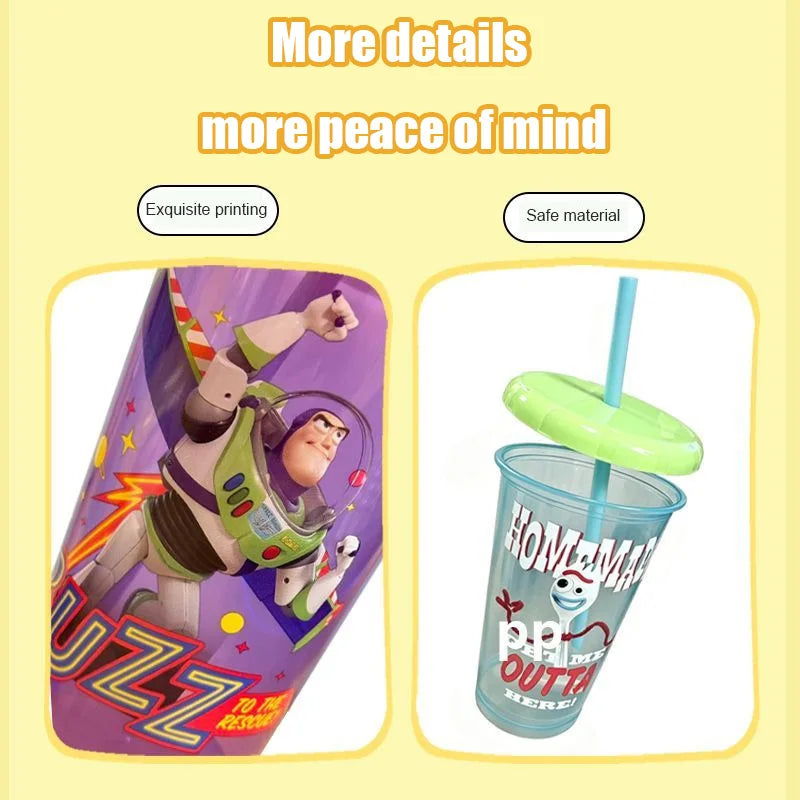 Toy Story 4-Pack Straw Cups - Reusable BPA-Free Cartoon Plastic Drinking Cups