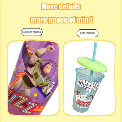 Toy Story 4-Pack Straw Cups - Reusable BPA-Free Cartoon Plastic Drinking Cups