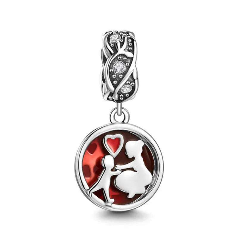 Europe 925 Silver Family Charm Pendant - Boy, Girl, Mom & Sisters Bead for Pandora Bracelet, Sparkling Dangle Jewelry