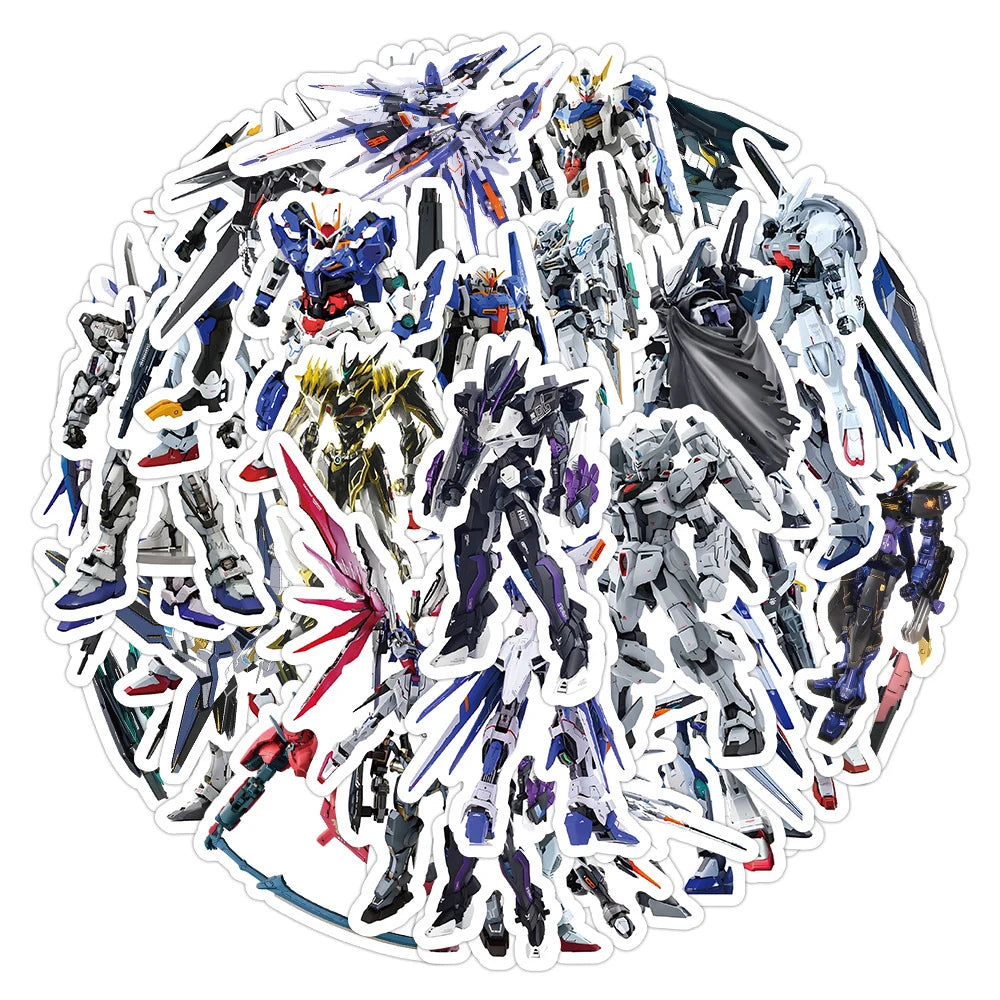 GUNDAM Anime Stickers - 10/30/55-Piece Waterproof Cartoon Graffiti Decals for Phones, Motorcycles, Luggage and Notebooks