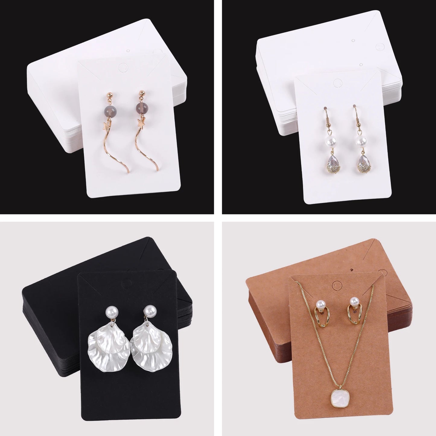 50PCS Jewelry Display Cards — Self-Seal Cardboard Hang Tags for Earrings & Necklaces, Jewelry Organizer Packaging