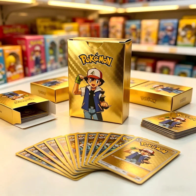 55-Piece Charizard Gold Foil Card Set - English & Spanish VMAX GX Collectible Trading Cards