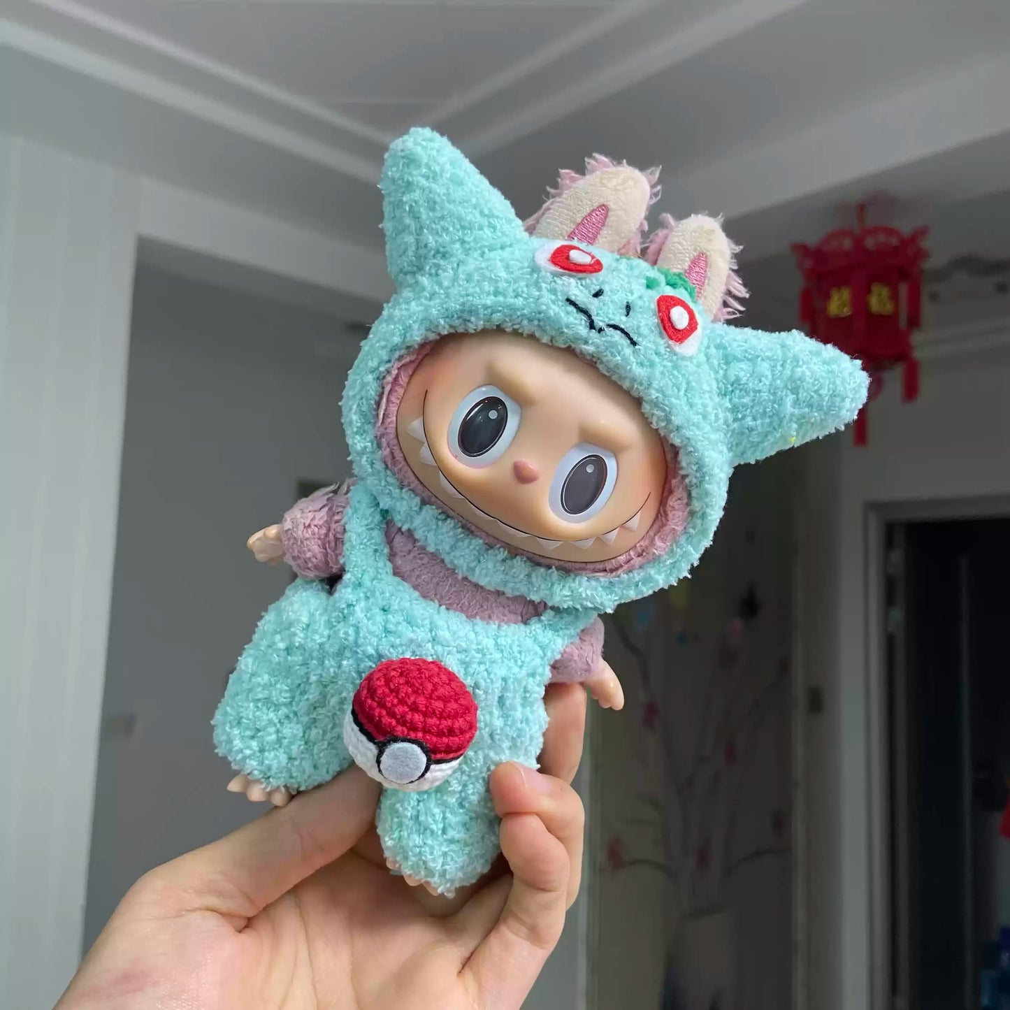 Labubu 17cm Heartbeat Macaron Monkey Toy – Stand-Up Dress-Up Jacket & Pants Suit