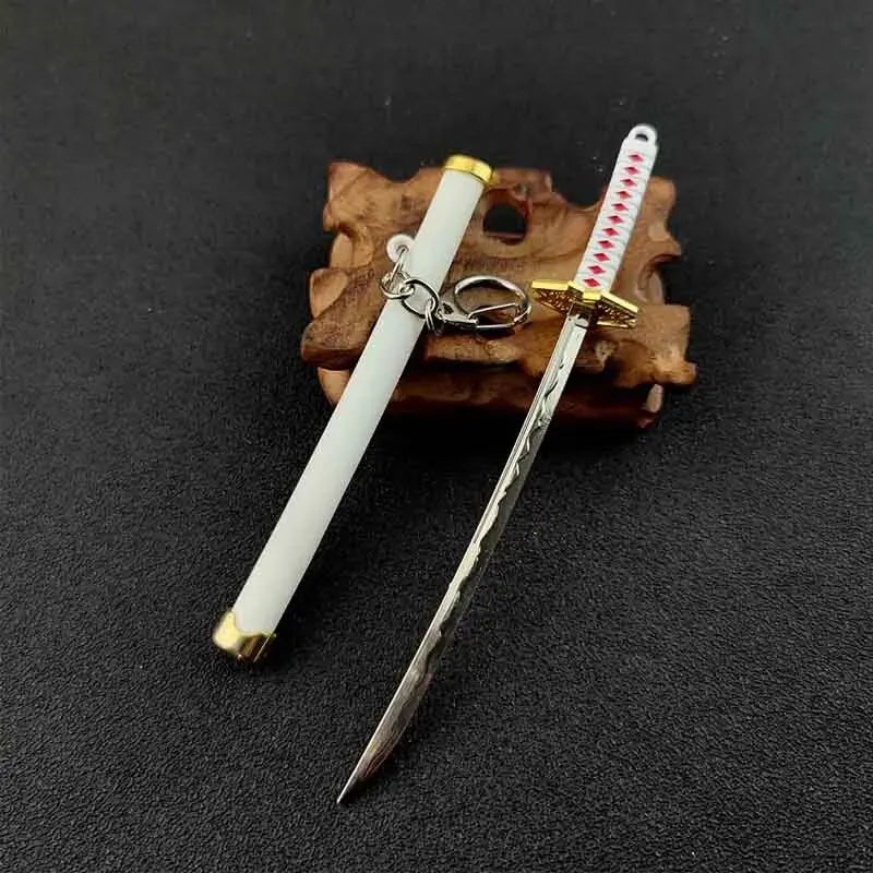 Mini Roronoa Zoro Samurai Sword Keychain - Anime Katana Buckle with Scabbard Key Ring - Cosplay Toy Jewelry Gift for Men and Women
