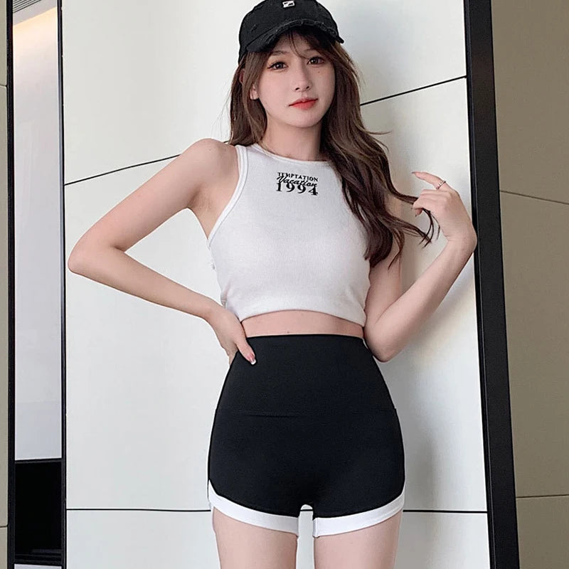 Women’s Summer High-Waist Shorts Leggings – Thin, Contrast, Barbie-Style, Shark Safety Pants, No-Line Fit