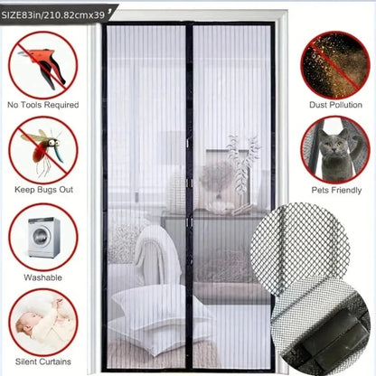 Magnetic Door Curtain Mosquito Net — Anti-Insect Fly Screen for Windows, Punch-Free Invisible Mesh
