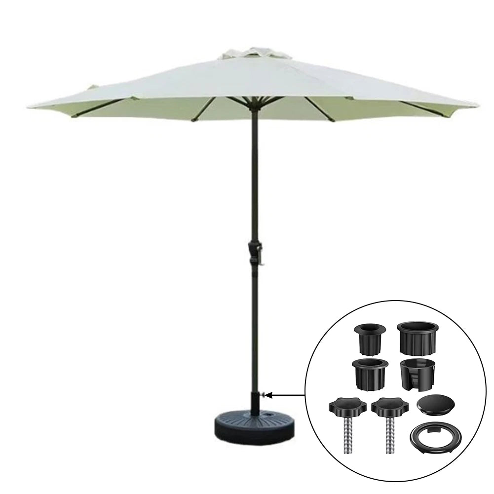 Umbrella Base Bracket Accessories Kit – Plastic Pipe Sleeve, M8 Threaded Bolt, Star Handle Clamping Screws for Sun Umbrella Fixing
