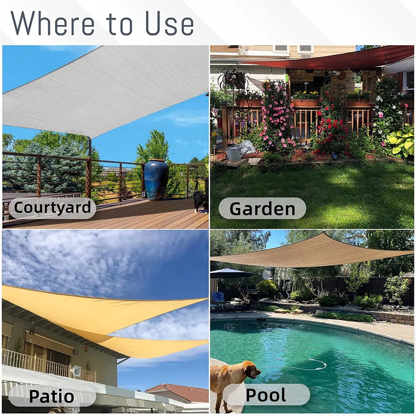 Waterproof Sun Shade Sail Canopy - UV Block Outdoor Patio Garden Backyard Awning Privacy Shelter