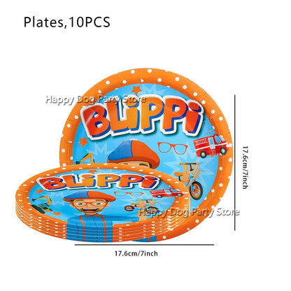 Happy Birthday Party Supplies Set — Cartoon Movie Theme Flag Banner, Paper Tableware, Latex Balloons & Cake Topper Decoration