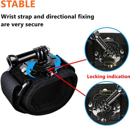 360° Rotating Wrist Strap — Compatible with GoPro Hero 12–2, AKASO, EKEN, DJI, Yi, Apeman Action Cameras