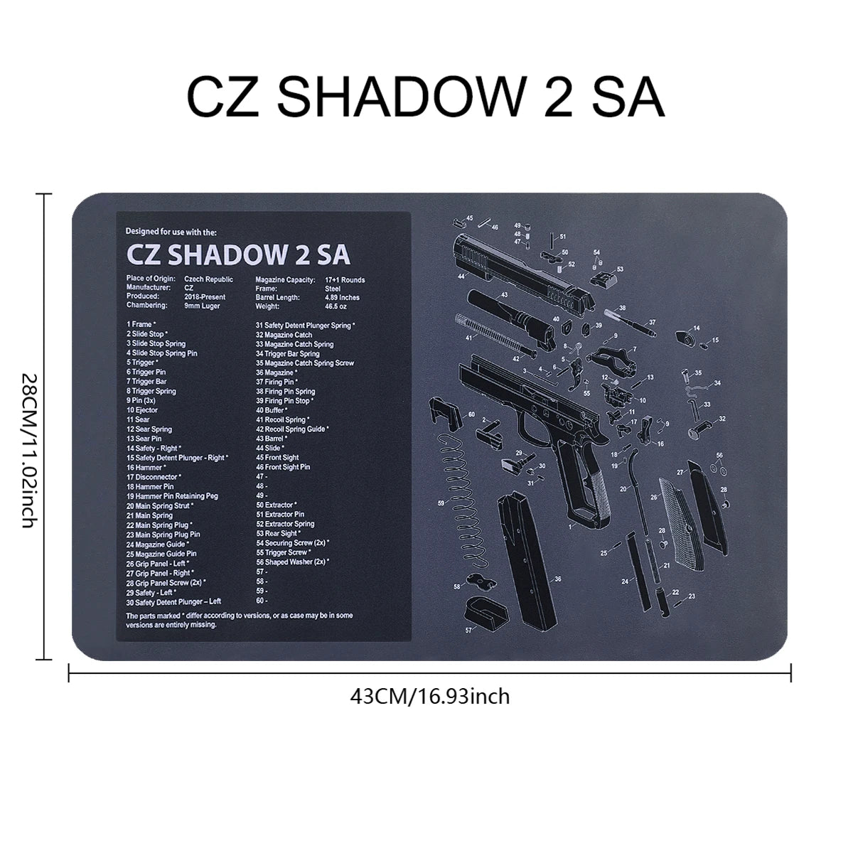 Gun Cleaning Rubber Mat Mouse Pad – AR15, AK47, Remington 870, GLOCK Gen4/Gen5, CZ-75, P220, P226, P229, Beretta 92, 1911 3D Work Mat