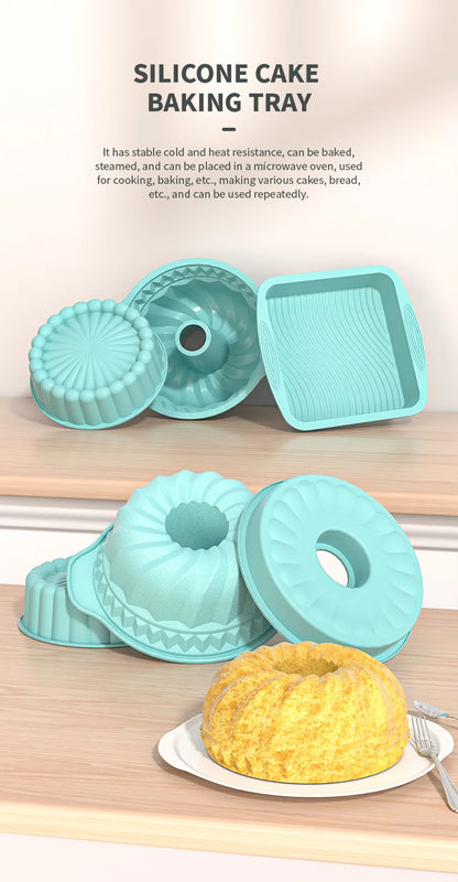 3D Silicone Cake Mold Decorating Tool for Pastry, DIY Cake Pan, Fluted Tube Pan and Airfryer Bakeware Accessories