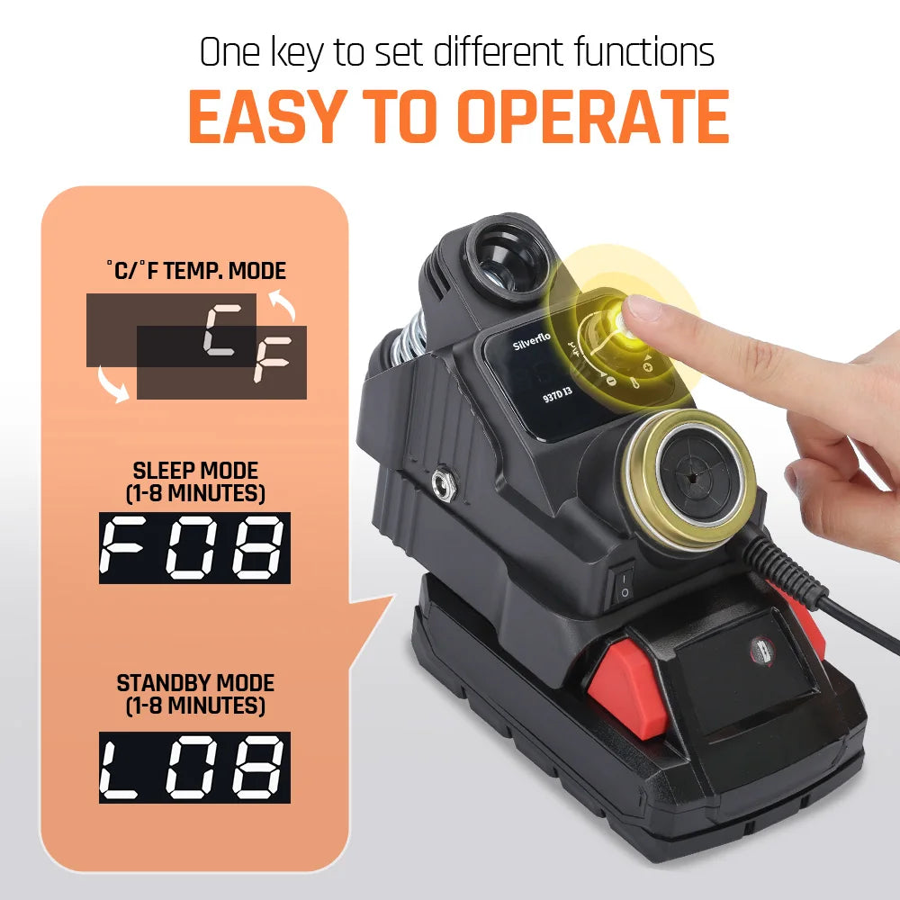 Silverflo 937DI Cordless Soldering Station – Portable 18V/20V Soldering Tool with Sleep Mode for DEWALT, Milwaukee, Makita Batteries