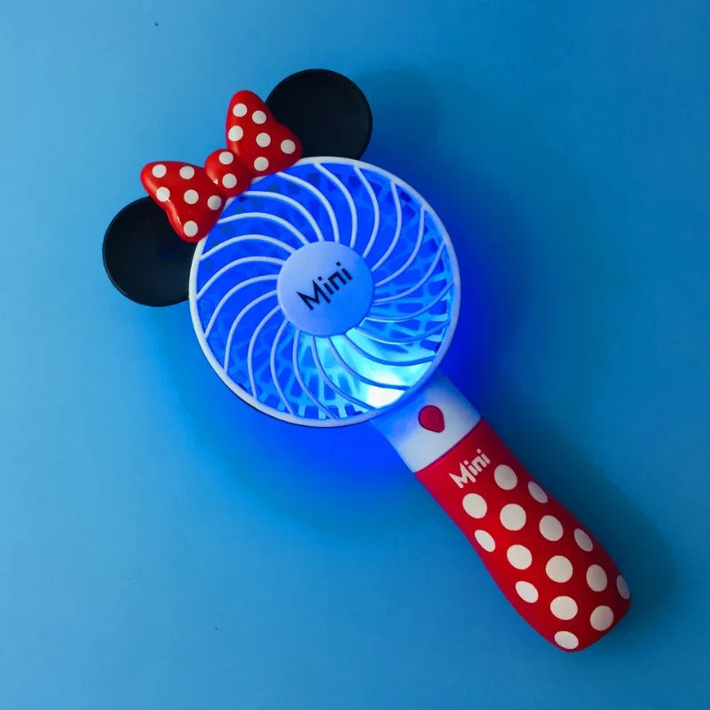 Mickey Mouse Cartoon USB Rechargeable Handheld Fan – Cute Anime Character Desktop Electric Fan with Night Light, Kawaii Gift Toy