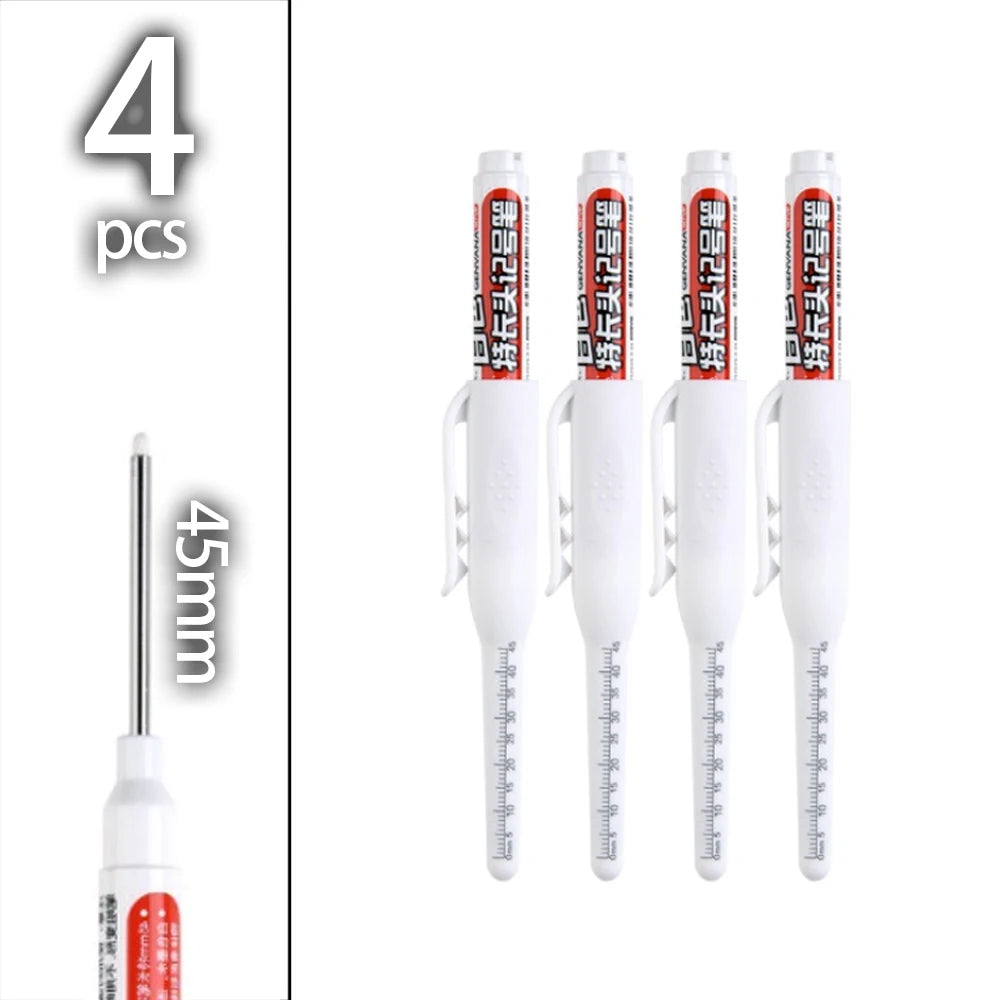 45mm Deep-Hole Carpenter Marker Pen - Long-Nib Woodworking Marking Pen for Measuring & Construction