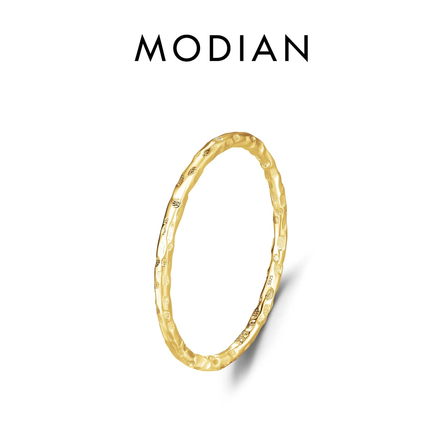 MODIAN 925 Sterling Silver Stackable Ring – Classic Wave Geometric Finger Ring, Fashion Jewelry for Women