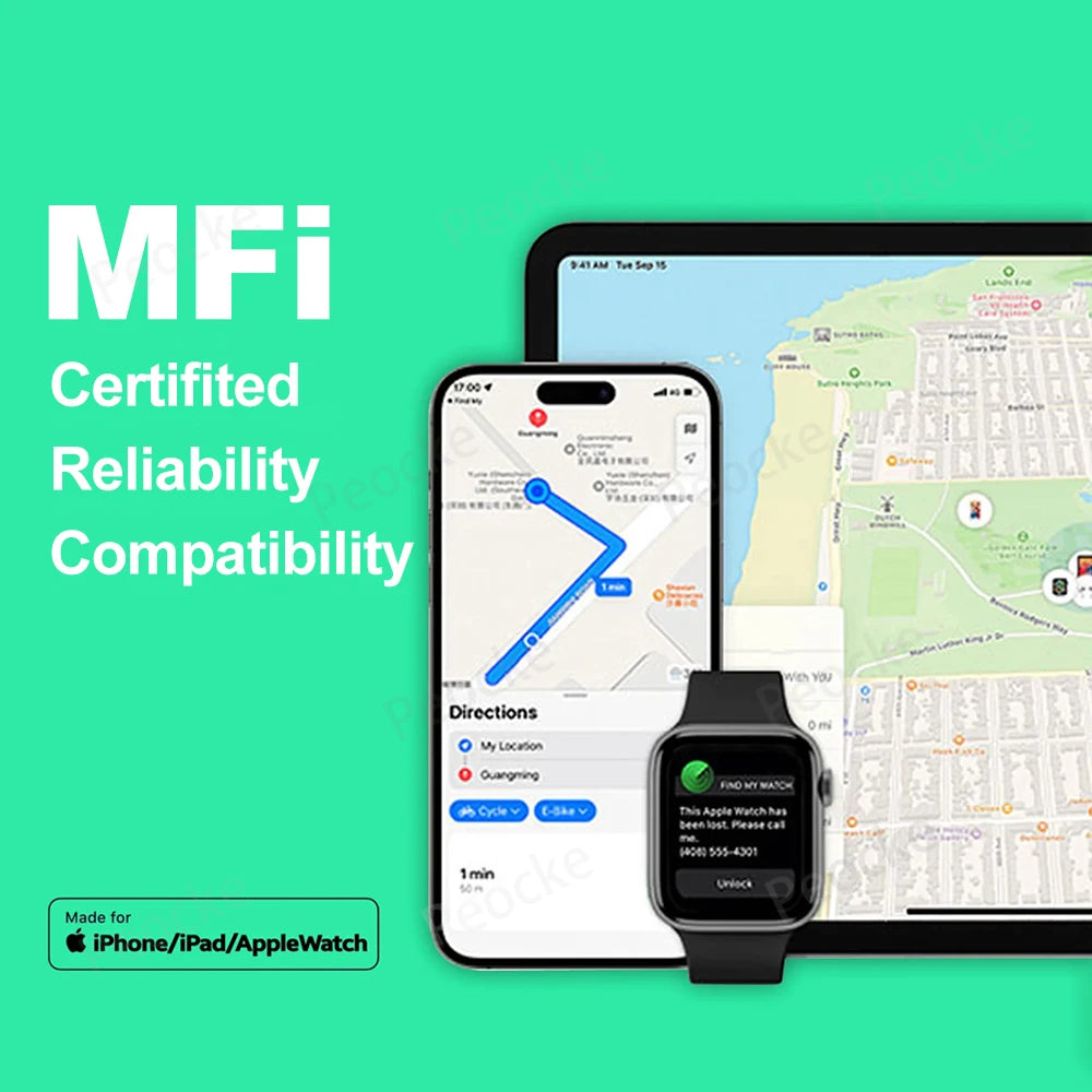 Wallet Anti-Loss Card – GPS Smart Tag with iPhone Find My Bluetooth, Ultra-Thin Wireless Charging, IP67 Waterproof