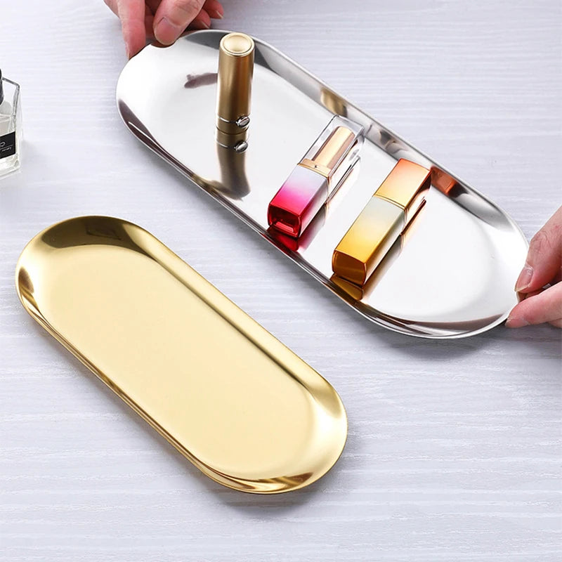 Stainless Steel Cosmetic Storage Tray — Nail Art Tools Organizer & Surgical/Dental Plate