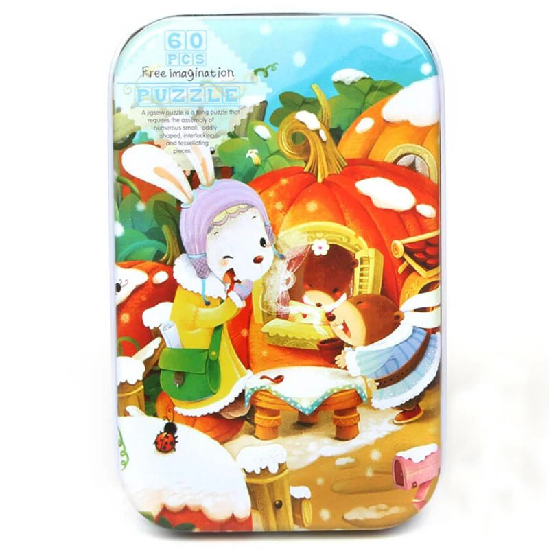 60-Piece Jigsaw Puzzle Set — Cartoon Animals & Vehicles Montessori Educational Toys for Kids, Perfect Christmas Gifts