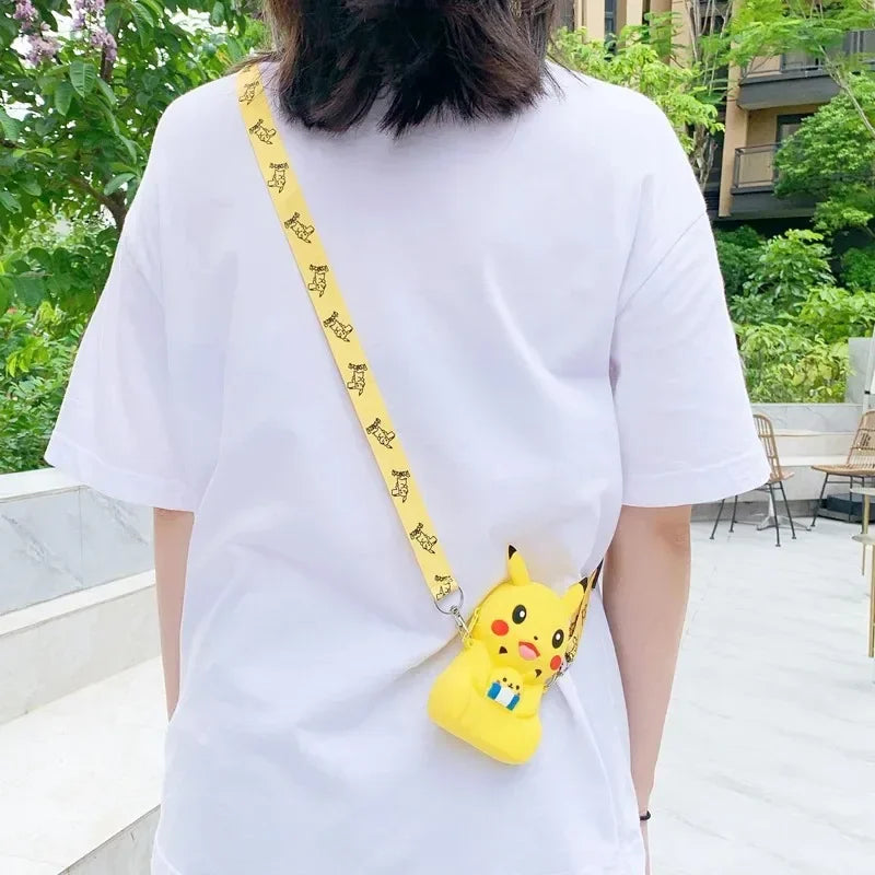Cute Pikachu Silicone Purse – Pokémon Anime Shoulder Bag for Kids, Small Storage Princess Messenger Gift