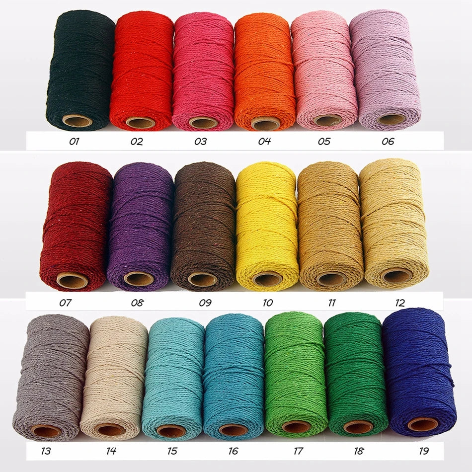 2mm 100M Macrame Cotton Cord – Twine Thread for DIY Crafts, Wall Hangings, Bohemian Wedding & Home Decor