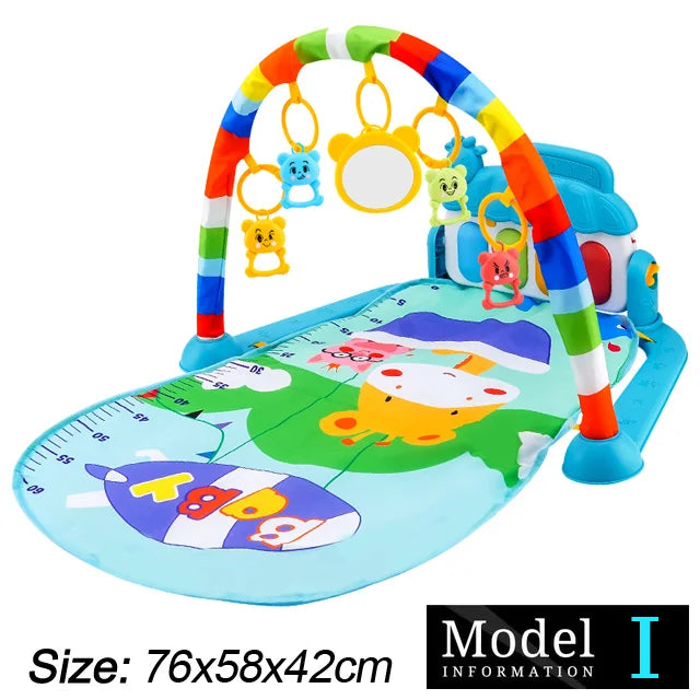 Baby Fitness Play Gym - Newborn Piano Activity Mat with Music, Crawling Blanket & Early Education Toys 0-36 Months
