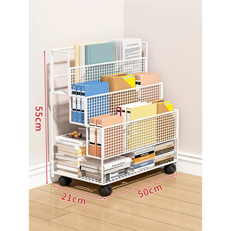 Multi-Layer Storage Trolley Cart - Rolling Bookshelf, Kitchen & Bathroom Organizer with Wheels