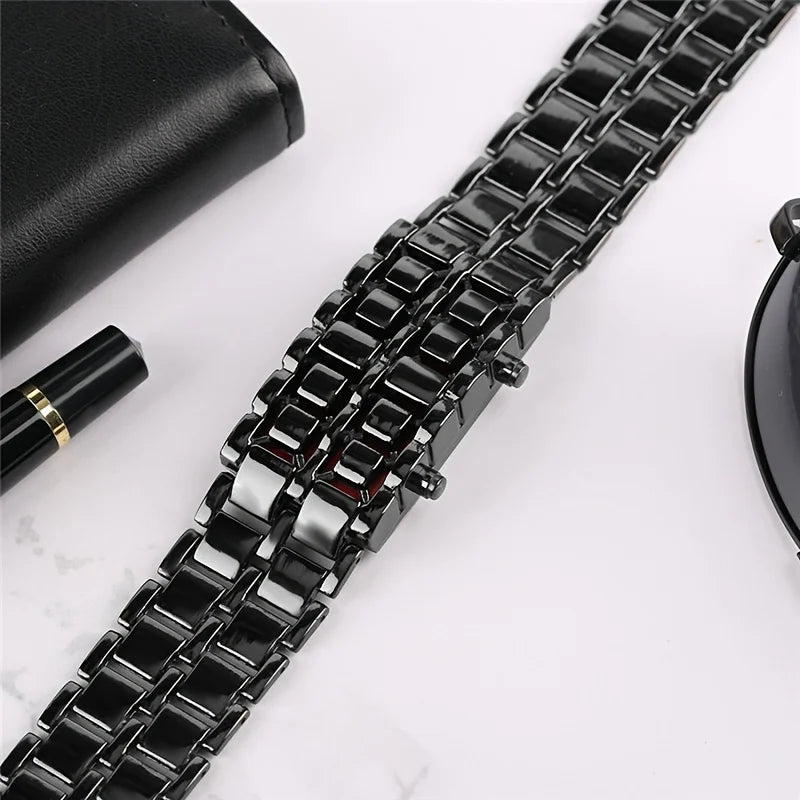 LED Display Lava Digital Watch – Red & Blue Novelty Electronic Wristwatch for Men and Women
