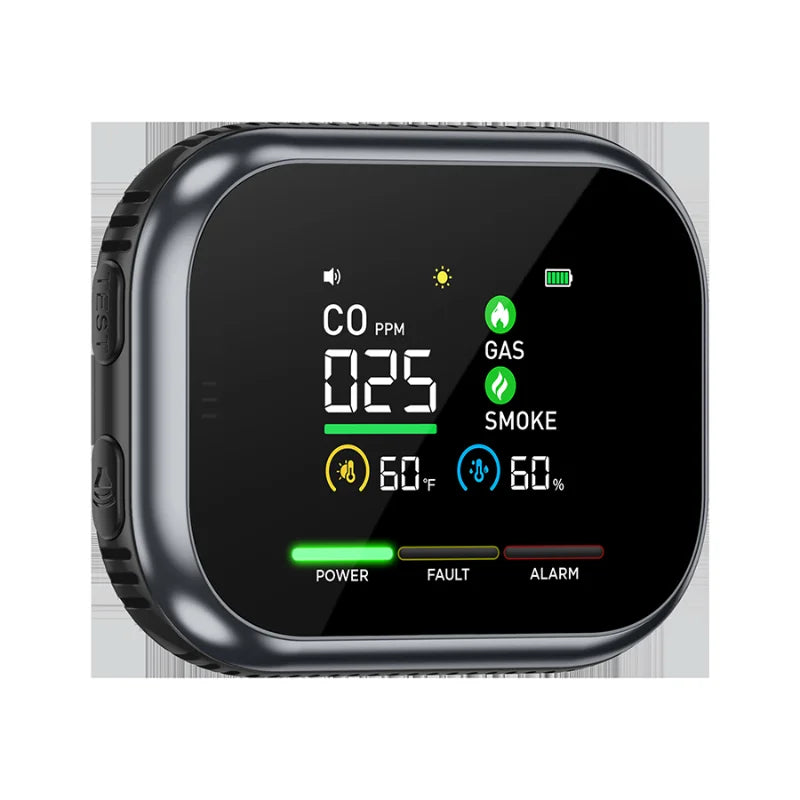 6-in-1 Plug-In Carbon Monoxide Detector - LCD Color Screen Gas Alarm & Real-Time Concentration Monitor for Home Security