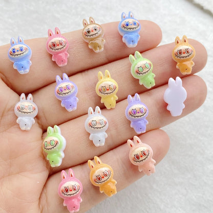 50pcs Colorful Resin Mini Cartoon Rabbit Figurines – Flatback Nail Art Rhinestones for DIY Crafts & Scrapbook Decor