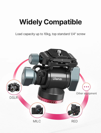 Ulanzi U-190 Panoramic Tripod Head – Hydraulic Fluid Video Damping Head for DSLR, Monopod & Mobile Camera Stand