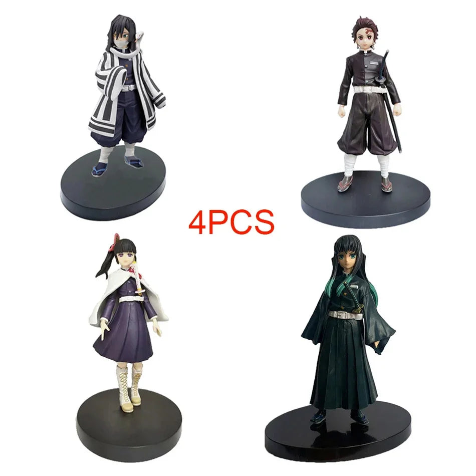 Anime Demon Slayer Kimetsu No Yaiba Action Figures – Tanjirou, Nezuko, Zenitsu & Inosuke PVC Model Toys