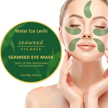 60PCS Seaweed Hyaluronic Acid Eye Masks – Collagen Eye Patches for Dark Circles & Facial Care