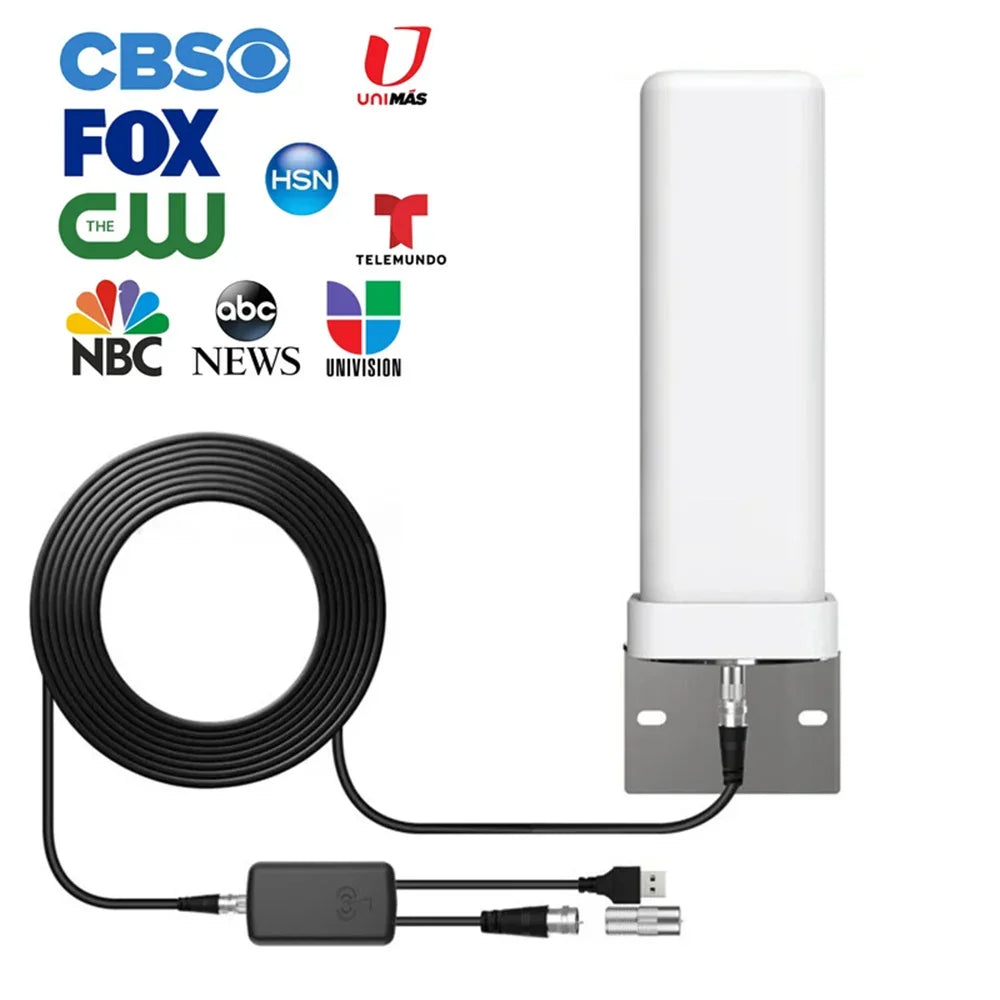 6000 Miles Outdoor Digital TV Antenna - 35dBi Signal Amplifier 4K/1080P Free HDTV Receiver for ATSC DVB-T