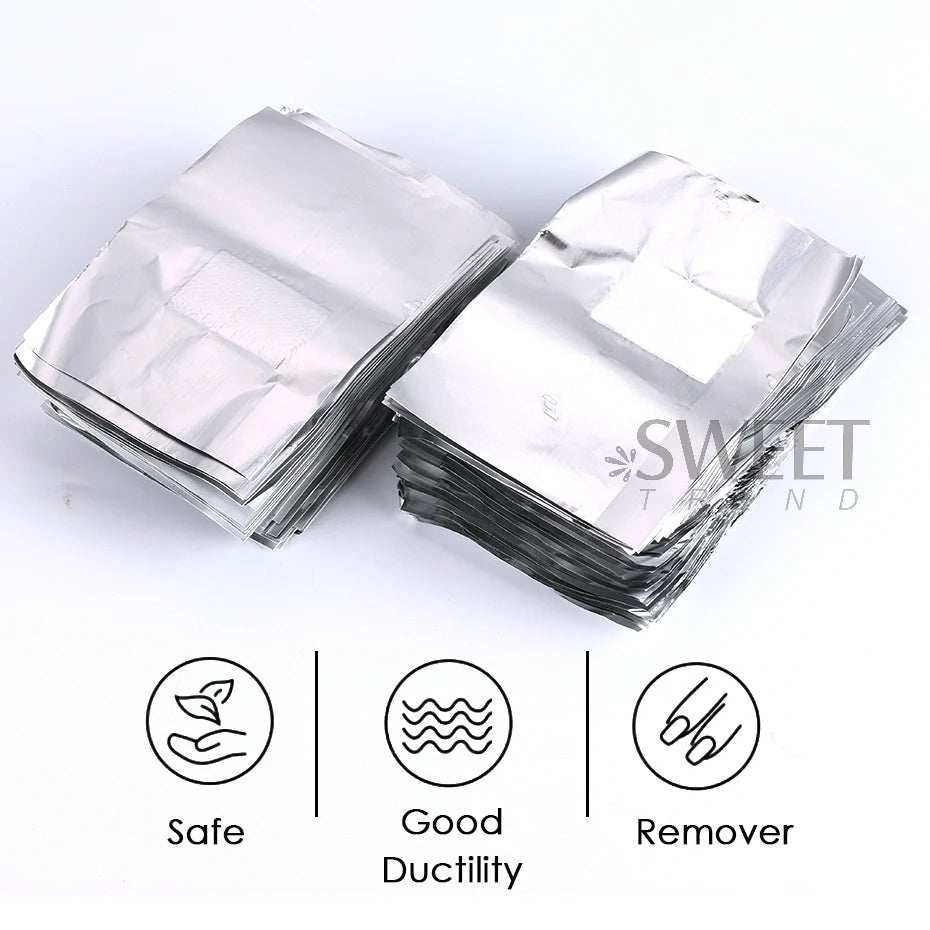 Nail Polish Removal Foil Wraps - 50/100pcs Aluminum Foils with Cotton Pads for Manicure