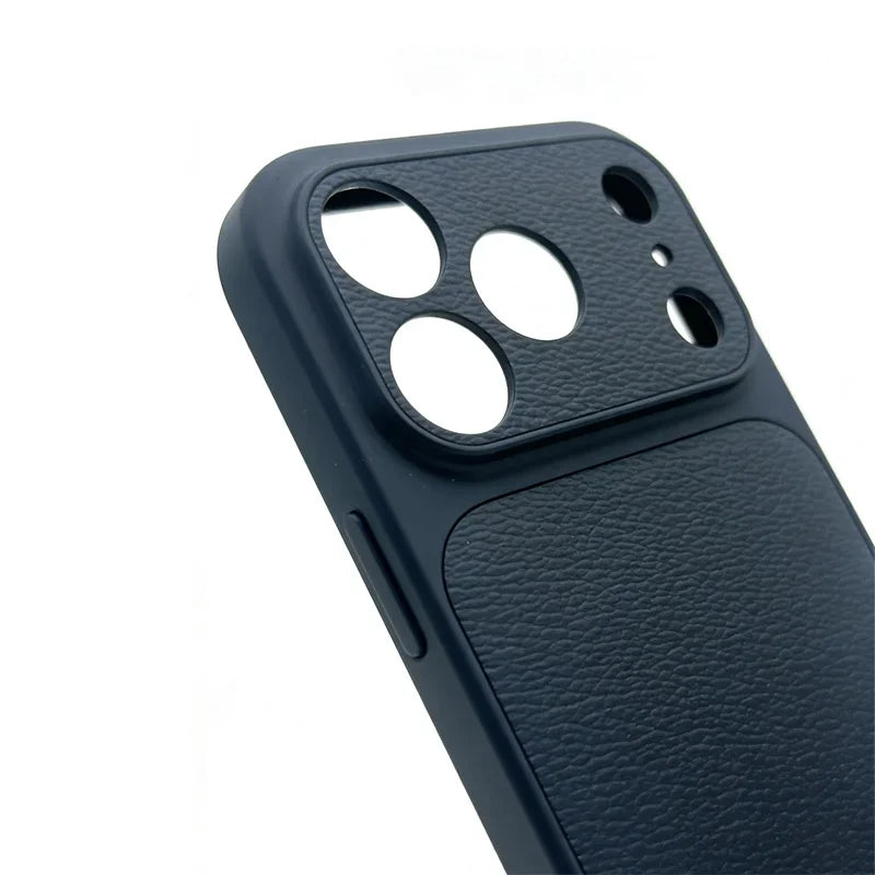 Personalized Initial Leather iPhone Case - Luxury Gold & Silver Monogram Cover with Lens Protection for iPhone 13–17 Series