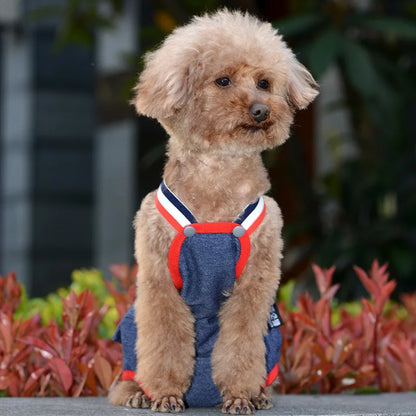 Pet Denim Female Panties - Adjustable Strap Dog Cat Shorts Anti-Harassment Safety Underwear for Small Pets
