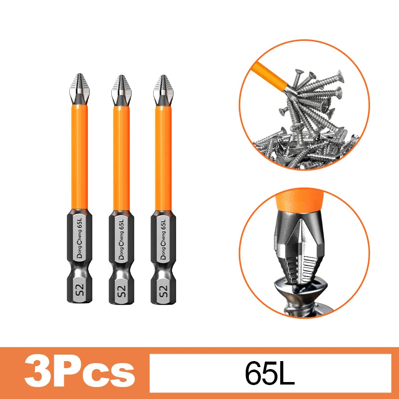 Magnetic Anti-Slip Screwdriver Bit Set - S2 Alloy Steel Impact Resistant Hex Shank Bits for Power Tools