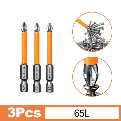 Magnetic Anti-Slip Screwdriver Bit Set - S2 Alloy Steel Impact Resistant Hex Shank Bits for Power Tools
