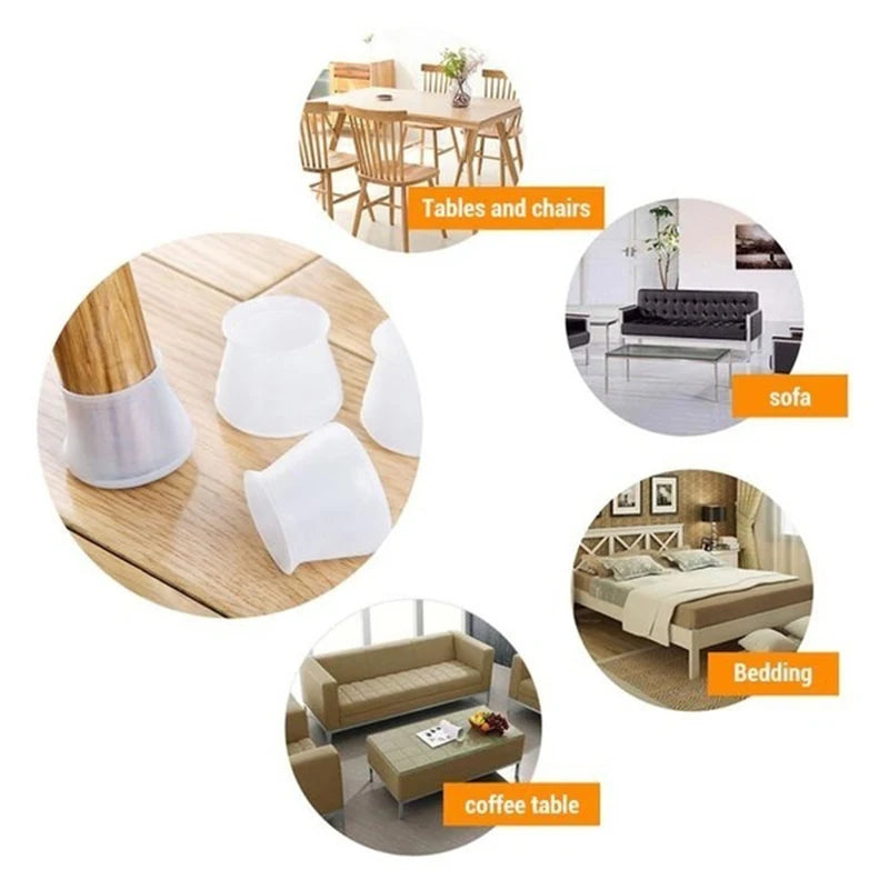 PVC Furniture Legs Protection Cover - 20Pcs Table Feet Pad Floor Protector for Chair Leg, Anti-Slip Table Legs Pad
